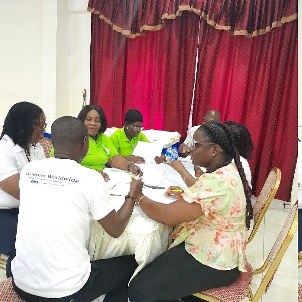 Team in focused group work during an organisational development workshop
